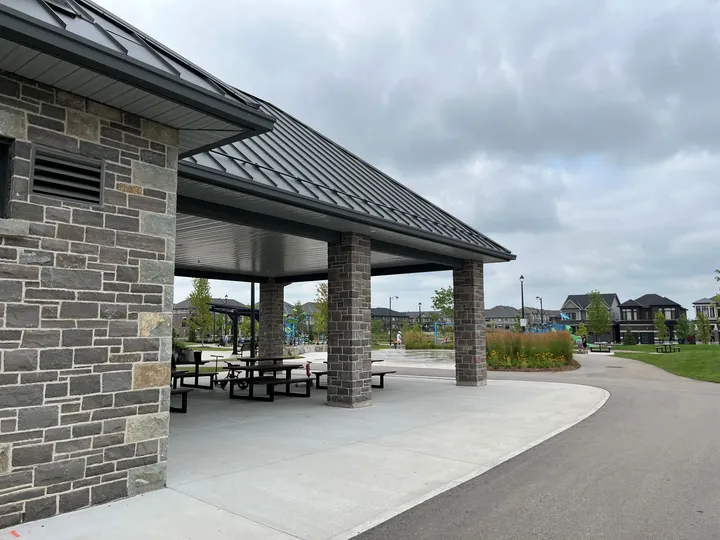 Ground-level view of Bismark Park Pavilion