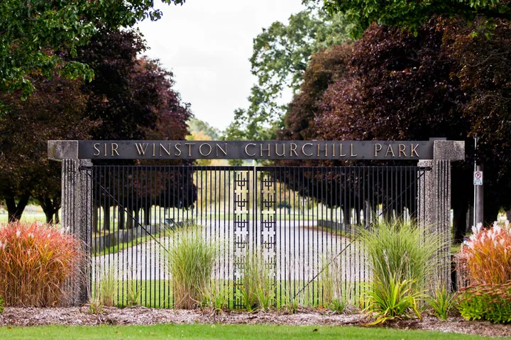 Ground-level view of Churchill Park