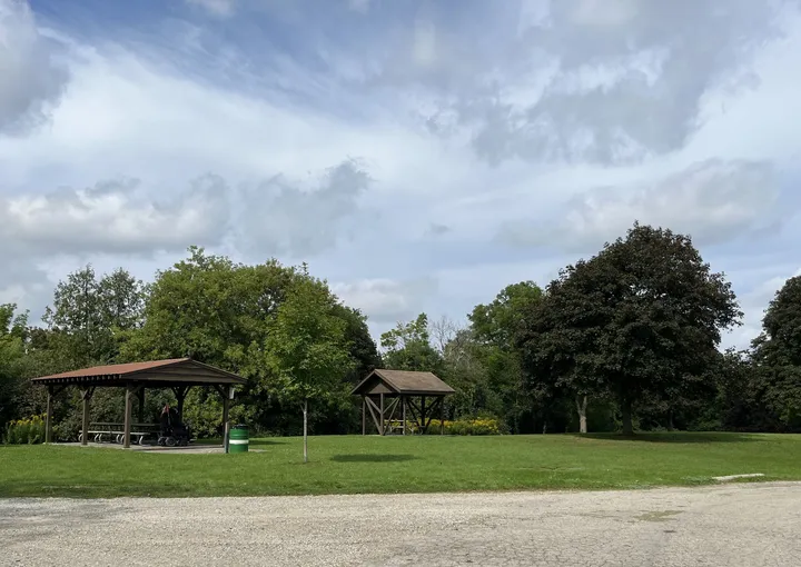 Ground-level view of Churchill Park Pavilion Picnic Shelter