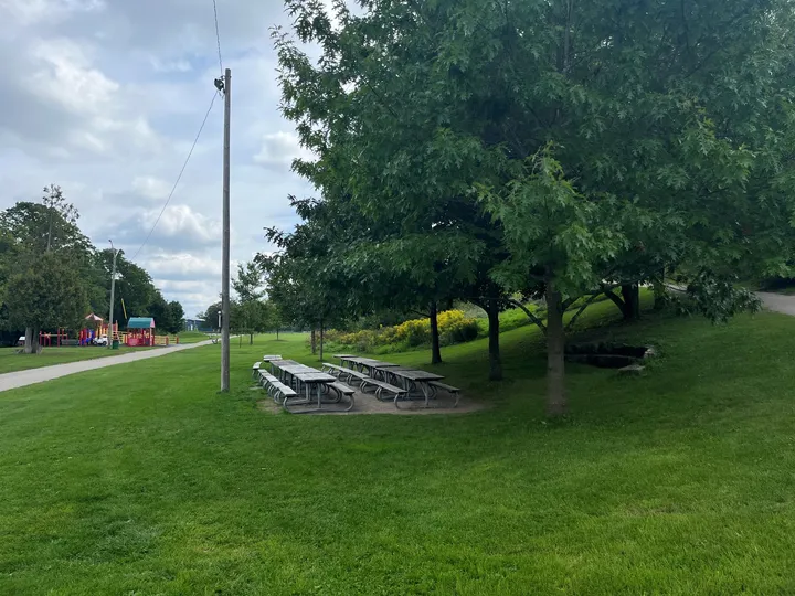 Ground-level view of Churchill Park Playground Picnic Area