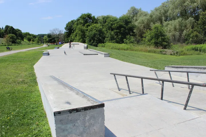 Ground-level view of Churchill Park Skateboard Spot