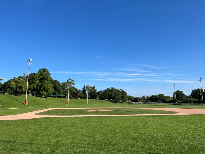 Ground-level view of Dickson Park