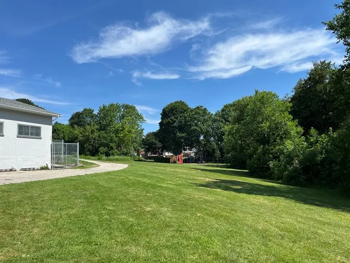 Ground-level view of Hancock Park