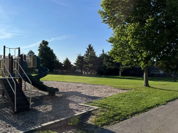 Ground-level view of Heise Park