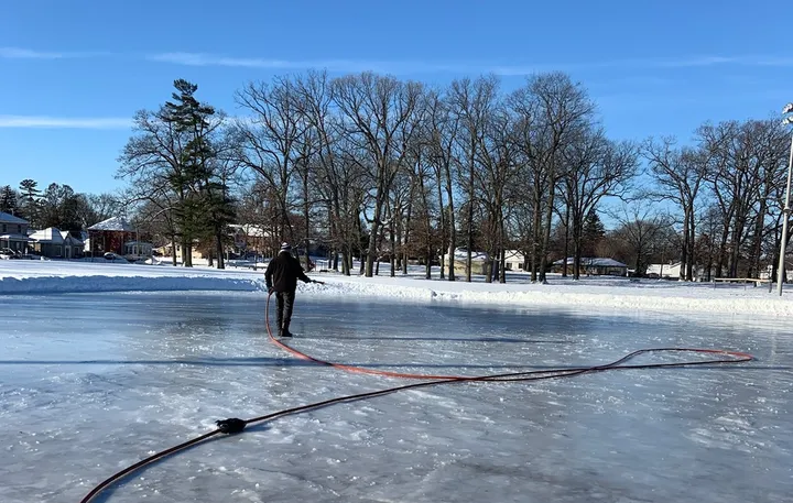 Ground-level view of Lincoln Park Outdoor Rink