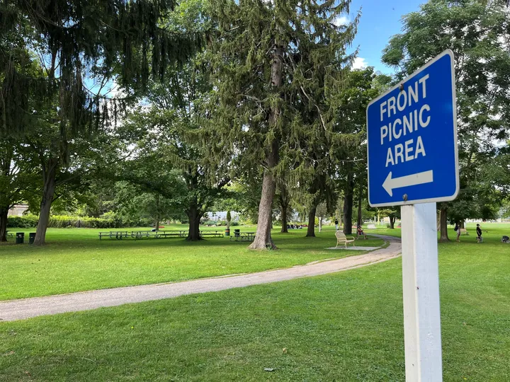 Ground-level view of Riverside Park Front Picnic Area