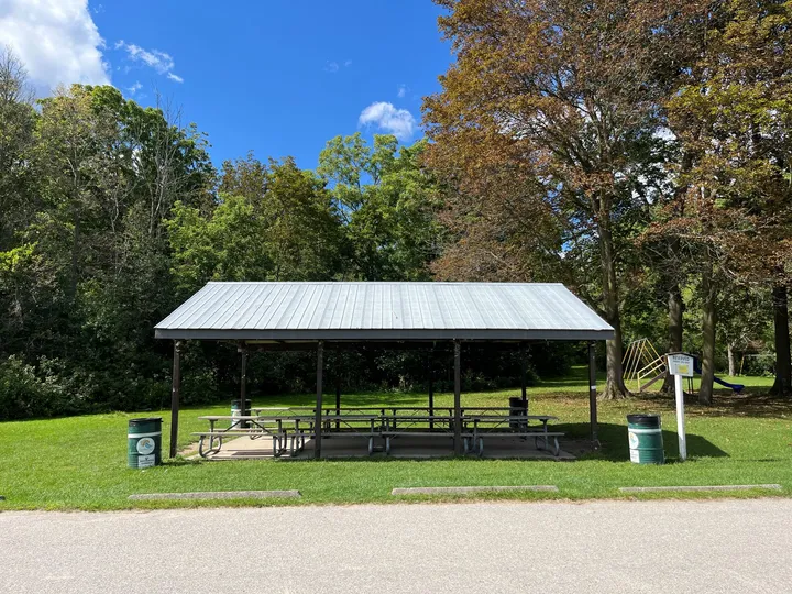 Ground-level view of Riverside Park Kin Picnic Area