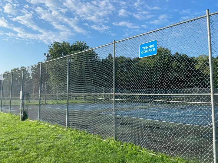 Ground-level view of Riverside Pickleball Courts