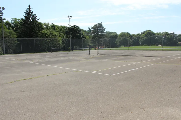 Ground-level view of Willard Park Tennis Courts